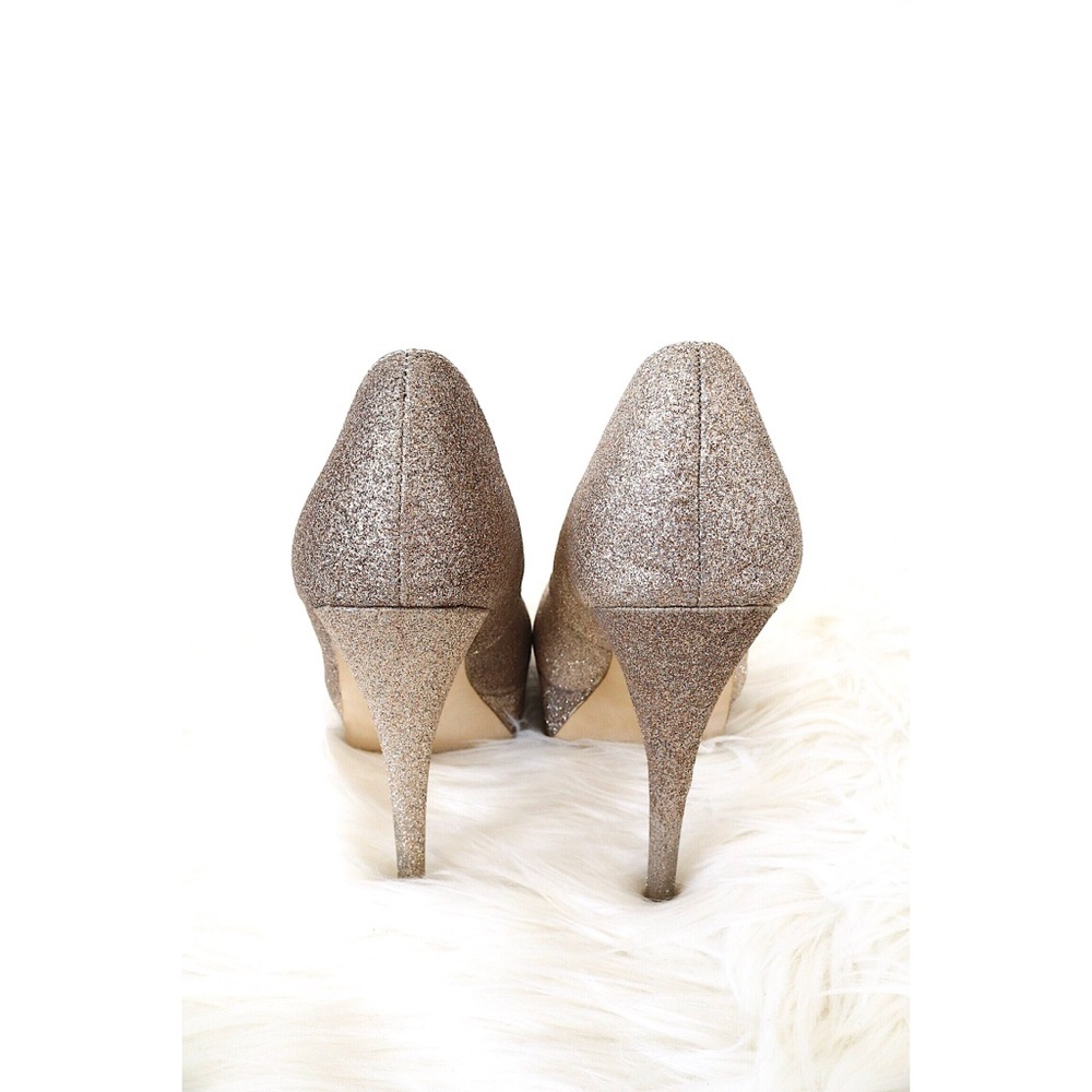 Town Shoes Gold Glittery Platform Heels - Picture 3 of 8